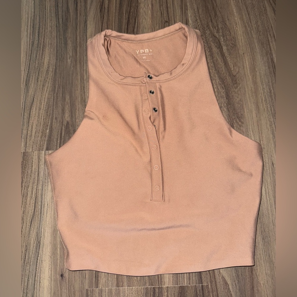 YPB high neck button crop top
